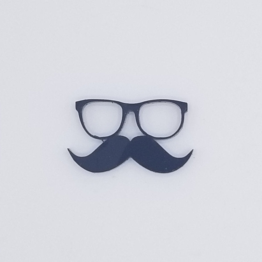 Mustache and glasses cut out black acrylic