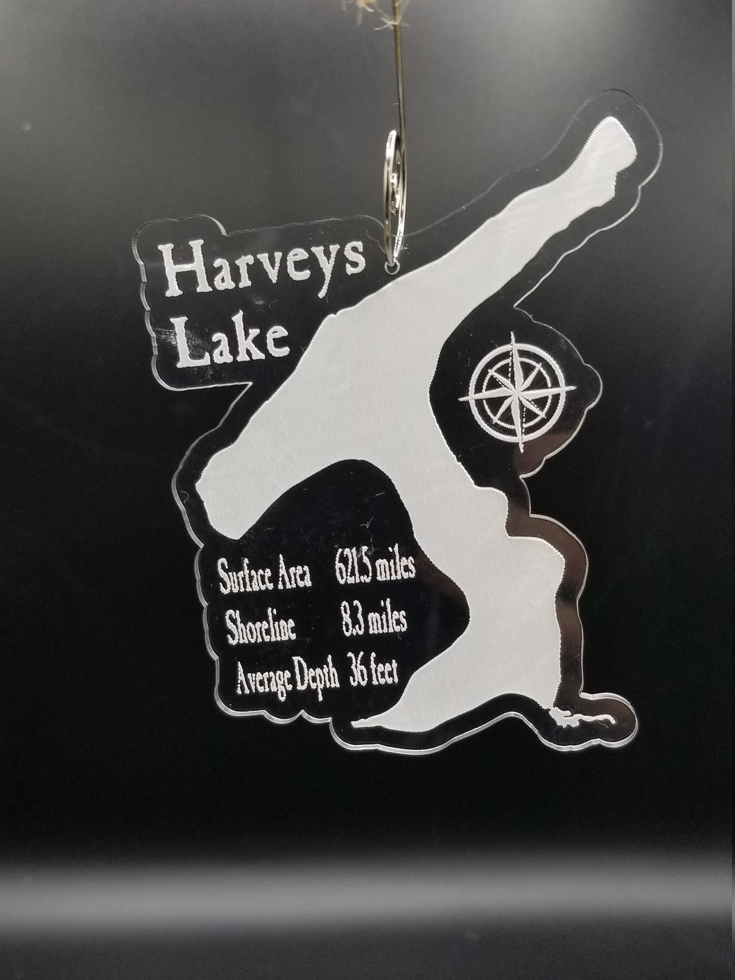 Harveys lake laser engraved acrylic christmas ornament