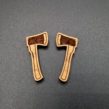 Load image into Gallery viewer, Axe throwing cherry wood earrings
