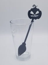 Load image into Gallery viewer, Jack o lantern pumpkin halloween drink stirrer
