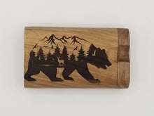 Load image into Gallery viewer, Mountain scene bear walnut dugout one hitter
