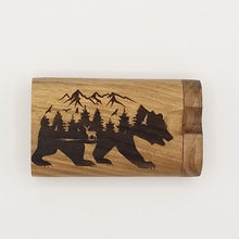 Load image into Gallery viewer, Mountain scene bear walnut dugout one hitter
