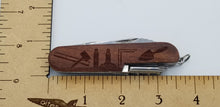 Load image into Gallery viewer, Freemason working tools laser engraved wood handle pocket knife
