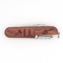 Load image into Gallery viewer, Freemason working tools laser engraved wood handle pocket knife
