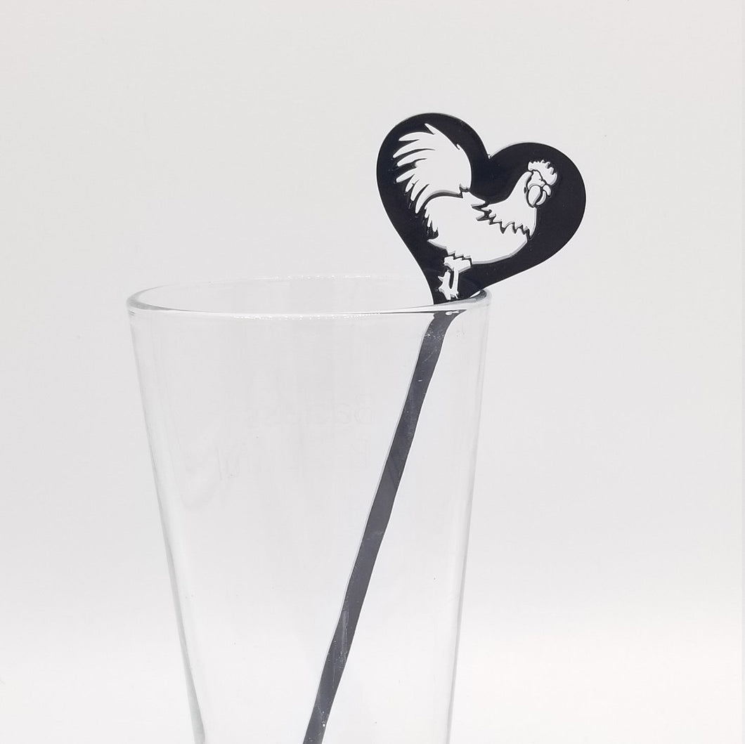 Cock heart drink stirrer