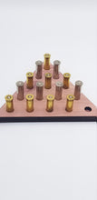 Load image into Gallery viewer, Cedar peg jump game board for 357 mag and 38 special bullet casings
