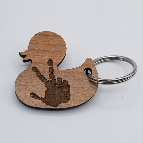 Duck wave cherry wood keychain