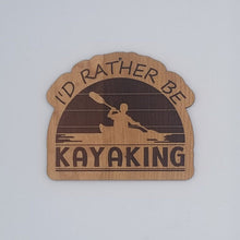 Load image into Gallery viewer, I&#39;d rather be kayaking laser engraved cherry wood christmas ornament
