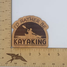 Load image into Gallery viewer, I&#39;d rather be kayaking laser engraved cherry wood christmas ornament
