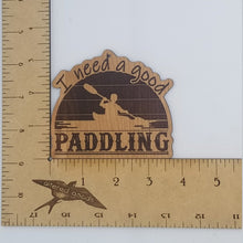 Load image into Gallery viewer, I need a good paddling kayaking laser engraved cherry wood christmas ornament
