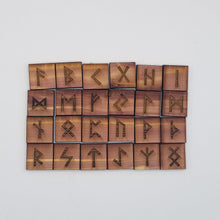 Load image into Gallery viewer, Rune tiles, sign, and rune cross gift set cedar laser engraved
