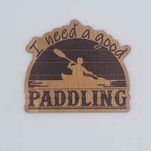 Load image into Gallery viewer, I need a good paddling kayaking laser engraved cherry wood christmas ornament
