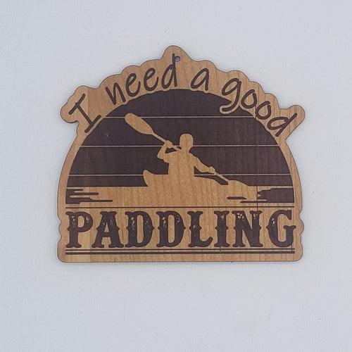 I need a good paddling kayaking laser engraved cherry wood christmas ornament