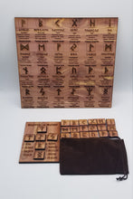 Load image into Gallery viewer, Rune tiles, sign, and rune cross gift set cedar laser engraved
