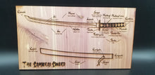 Load image into Gallery viewer, Samurai sword diagram small cedar plywood sign
