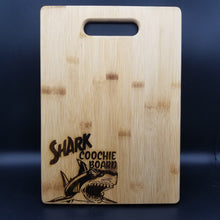 Load image into Gallery viewer, Shark coochie board bamboo cutting board
