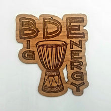 Load image into Gallery viewer, Big Djembe Energy laser engraved cherry wood christmas ornament
