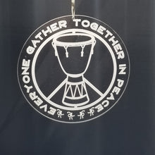 Load image into Gallery viewer, Djembe everyone gather together in peace sign laser engraved acrylic cristmas ornament
