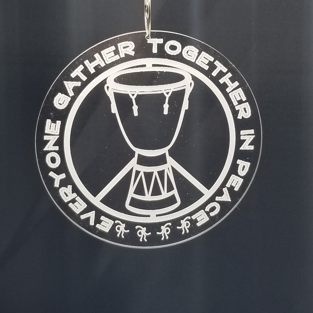 Djembe everyone gather together in peace sign laser engraved acrylic cristmas ornament