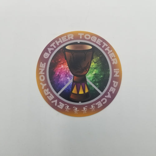 Everyone gather together in peace djembe sticker