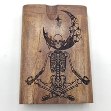 Load image into Gallery viewer, Lotus pose yoga skeleton and moon walnut dugout one hitter
