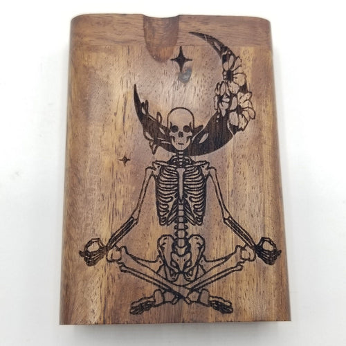 Lotus pose yoga skeleton and moon walnut dugout one hitter