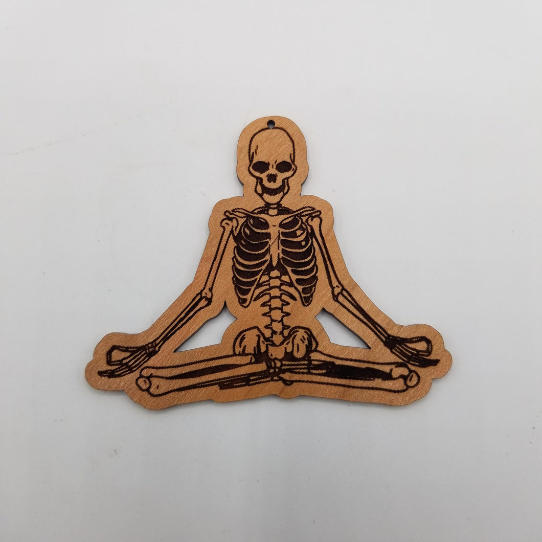 Lotus yoga skeleton wooden ornament