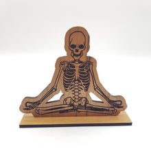 Load image into Gallery viewer, Lotus yoga skeleton wood desk sign
