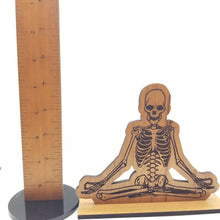 Load image into Gallery viewer, Lotus yoga skeleton wood desk sign
