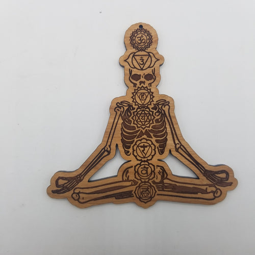 Chakra skeleton wooden ornament