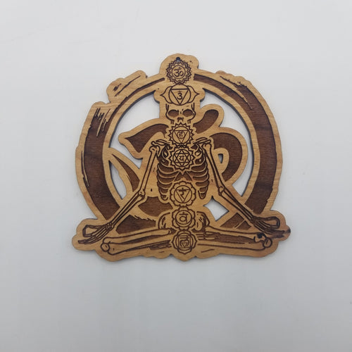 Chakra skeleton with om wooden ornament