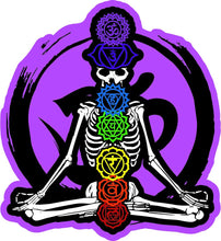 Load image into Gallery viewer, Om Chakra skeleton yoga sticker
