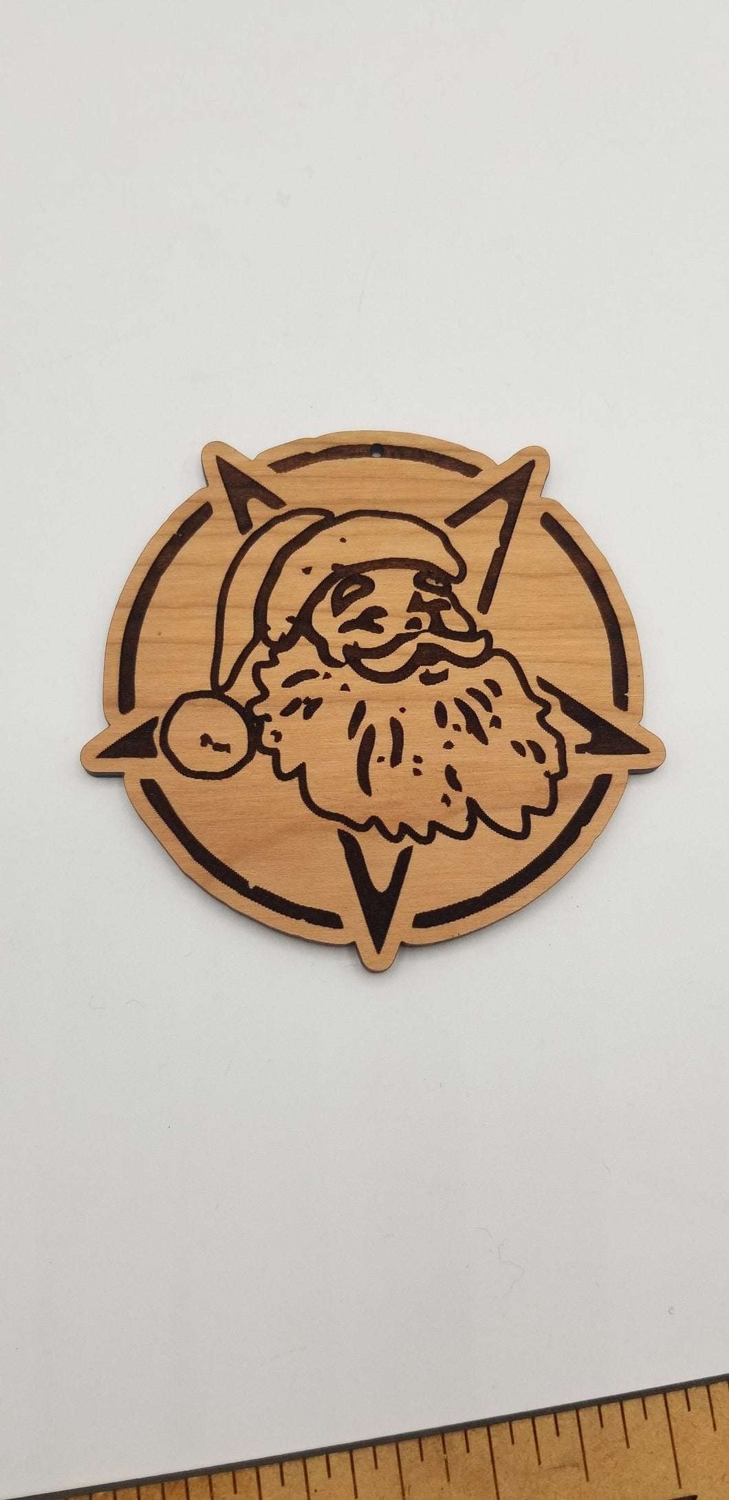 Hail santa wooden ornament