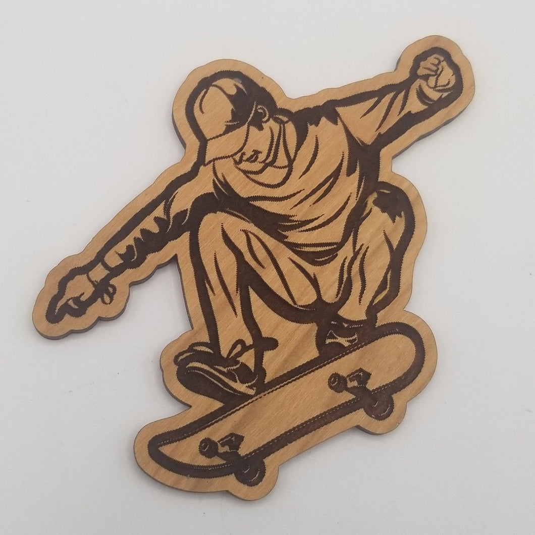 Skateboard laser engraved cherry wood christmas ornament