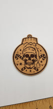 Load image into Gallery viewer, Santa skull wooden ornament
