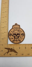 Load image into Gallery viewer, Santa skull wooden ornament
