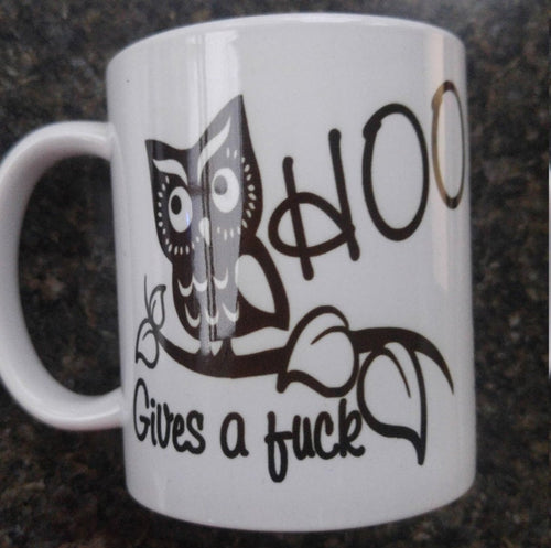 Hoo gives a fuck owl coffee mug - Altered Goods